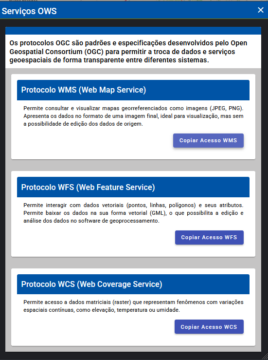 Serviços OWS no Geosanja